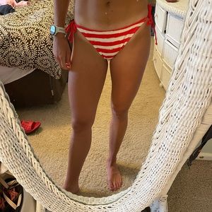 red & white striped bikini tie bottoms